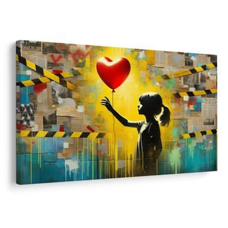 OBRAZ DÍVKA SRDCE A BALÓN - OBRAZY ŽENY - OBRAZY