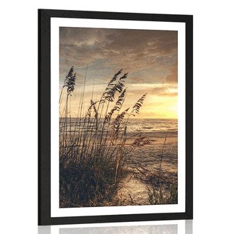 POSTER WITH MOUNT SUNSET ON THE BEACH - NATURE - POSTERS