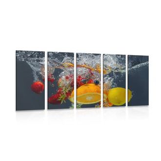 5-PIECE CANVAS PRINT FRUIT IN WATER - PICTURES OF FOOD AND DRINKS - PICTURES