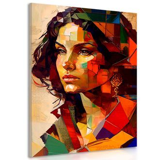 Canvas print profile of a woman in a patchwork design