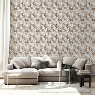 TAPETA MODERNÍ PLETENÝ VZOR V ZEMITÝCH TÓNECH - VZOROVANÉ TAPETY - TAPETY