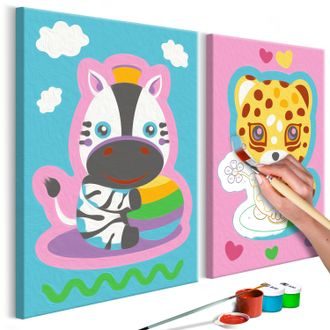 Obraz maľovanie podľa čísiel do detskej izby - Zebra & Leopard