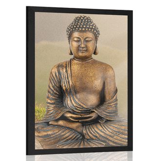 Plakat posąg Buddy w pozycji medytacyjnej