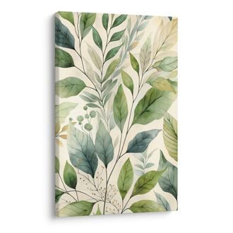 TABLEAU SUR TOILE – FEUILLES VERTES EN AQUARELLE - IMAGES BOTANIQUES - TABLEAUX