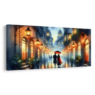 OBRAZ ULIČKA ZALITÁ SVĚTLEM LAMP - OBRAZY LIDÍ - OBRAZY