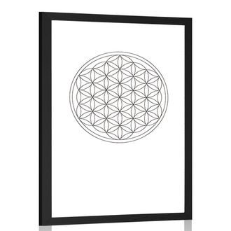 POSTER CON PASSEPARTOUT MANDALA IN BIANCO E NERO - MOTIVI DALLA NOSTRA OFFICINA - POSTER