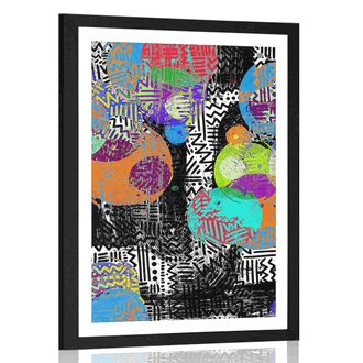 POSTER MIT PASSEPARTOUT ABSTRAKTE KOMPOSITION - POP-ART - POSTER