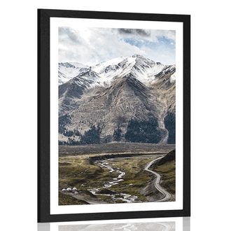 POSTER MIT PASSEPARTOUT ATEMBERAUBENDES BERGPANORAMA - NATUR - POSTER