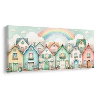 OBRAZ POHÁDKOVÁ ULICE S VESELOU DUHOU - DĚTSKÉ OBRAZY - OBRAZY