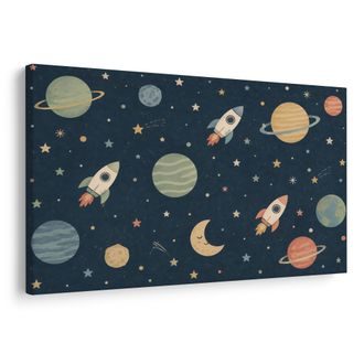 OBRAZ WESOŁE RAKIETY MIĘDZY PLANETAMI - DZIECIĘCE OBRAZY WSZECHŚWIAT - OBRAZY