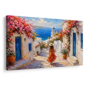 QUADRO SU TELA – VICOLO ESTIVO VERSO IL MARE - QUADRI MARE E SPIAGGIA - STAMPE E QUADRI