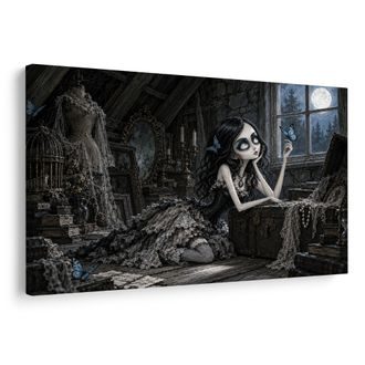 OBRAZ GOTICKÁ DÍVKA S MOTÝLEM - HALLOWEENSKÉ A HOROROVÉ OBRAZY - OBRAZY