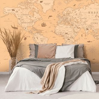 WALLPAPER MAP IN BEIGE DESIGN - WALLPAPERS MAPS - WALLPAPERS