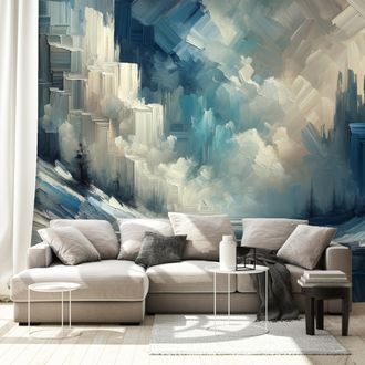 SAMOLEPÍCÍ TAPETA IMPRESIONISTICKÁ ZIMNÍ KRAJINA - ABSTRAKTNÍ TAPETY - TAPETY