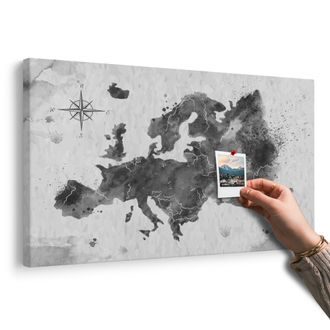 OBRAZ NA KORKU RETRO MAPA EVROPY V ČERNOBÍLÉM PROVEDENÍ - OBRAZY NA KORKU - OBRAZY