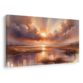 WANDBILD SONNENUNTERGANG ÜBER DER LANDSCHAFT - BILDER VON SONNENAUFGANG UND SONNENUNTERGANG - BILDER