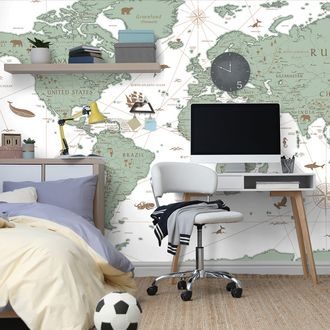 PAPIER PEINT – CARTE VERTE - PAPIERS PEINTS CARTES - PAPIERS PEINTS PANORAMIQUES