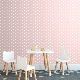 WALLPAPER PINK BACKGROUND DOTTED WITH WHITE SPOTS - PATTERNED WALLPAPERS - WALLPAPERS