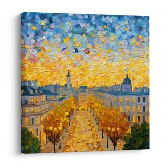 WANDBILD LEUCHTENDER HIMMEL ÜBER DER STADT - BILDER VON STÄDTEN - BILDER