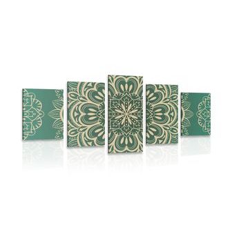 5-DÍLNÝ OBRAZ MANDALA NA TYRKYSOVÉM POZADÍ - 5-DÍLNÉ OBRAZY - TOTÁLNÍ VÝPRODEJ 🔥