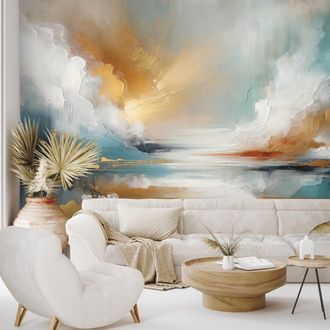 SAMOLEPÍCÍ TAPETA ABSTRAKTNÍ ZLATÉ A MODRÉ TÓNY - ABSTRAKTNÍ TAPETY - TAPETY