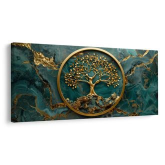 KÉP ARANY ÉLETFA SMARAGDZÖLD HÁTTÉRREL - ÉLETFÁK KÉPEK - KÉPEK