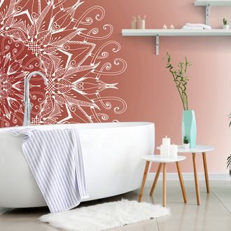 CARTA DA PARATI AUTOADESIVA – MANDALA BIANCA SU SFONDO BORDEAUX - CARTA DA PARATI AUTOADESIVE - CARTA DA PARATI