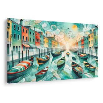 OBRAZ BAREVNÉ GONDOLY V ULICÍCH BENÁTEK - OBRAZY MĚSTA - OBRAZY