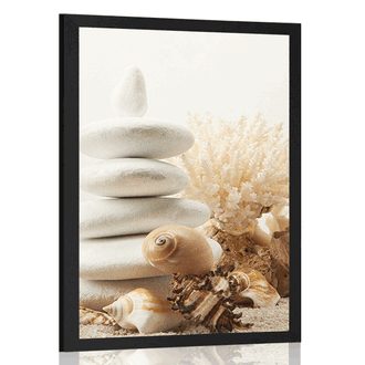 Plakat Zen kamni s školjkami