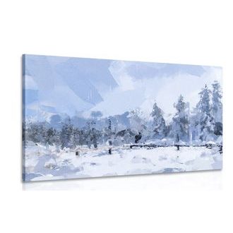 QUADRO PEZZO DI NEVE NELLA FORESTA - QUADRI CHE IMITANO LA PITTURA A OLIO - QUADRI