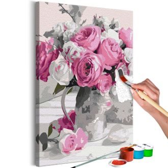 Picture painting by numbers pink bouquet