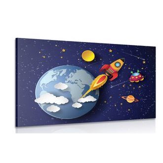 CANVAS PRINT HOORAY FOR SPACE - CHILDRENS PICTURES - PICTURES