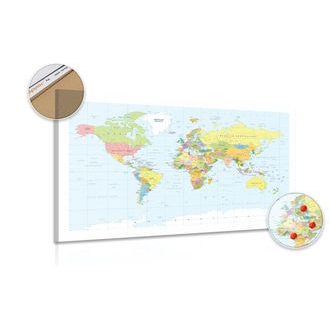 DECORATIVE PINBOARD CLASSIC MAP WITH A WHITE BORDER - PICTURES ON CORK - PICTURES