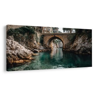 WANDBILD HISTORISCHE BRÜCKE ÜBER DEM FLUSS - BILDER VON STÄDTEN - BILDER