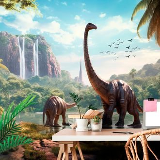 Self adhesive wallpaper undiscovered land of dinosaurs