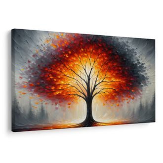 WANDBILD LEUCHTENDER LEBENSBAUM IN HERBSTLANDSCHAFT - BILDER BÄUME DES LEBENS - BILDER