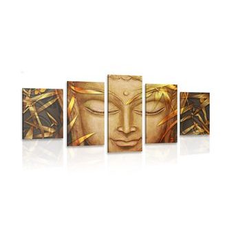 5-TEILIGES WANDBILD LÄCHELNDER BUDDHA - BILDER MIT FENG SHUI-MOTIVEN - BILDER