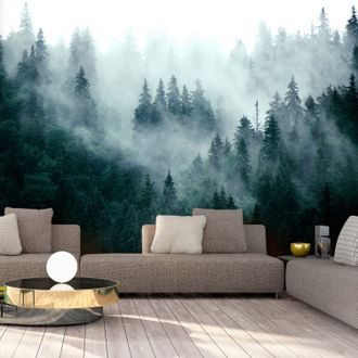 Self adhesive wallpaper mysterious misty forest