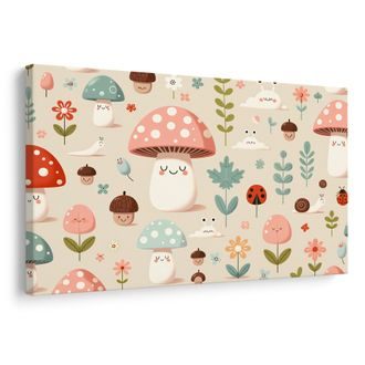 OBRAZ VESELÝ LES S HOUBAMI A ZVÍŘÁTKY - DĚTSKÉ OBRAZY - OBRAZY