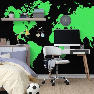 SELF ADHESIVE WALLPAPER GREEN MAP ON A BLACK BACKGROUND - SELF-ADHESIVE WALLPAPERS - WALLPAPERS