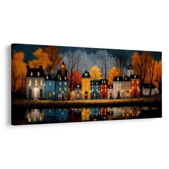 OBRAZ VÁNOČNÍ OSVĚTLENÉ DOMY - BAREVNÉ DOMY - PICTURES