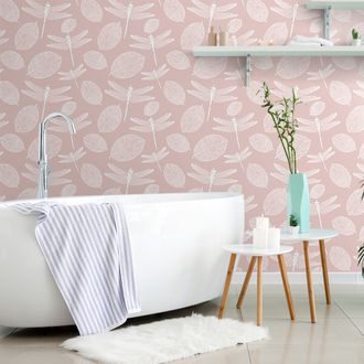 PAPIER PEINT – LIBELLULES VOLANTES EN ROSE - PAPIERS PEINTS ANIMAUX - PAPIERS PEINTS PANORAMIQUES