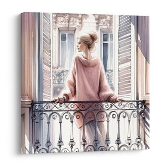 WANDBILD RUHIGE MOMENTE AUF DEM BALKON - WANDBILDER FRAUEN - BILDER