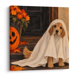 OBRAZ HALLOWEENSKÝ PEJSEK POD PROSTĚRADLEM - HALLOWEENSKÉ A HOROROVÉ OBRAZY - OBRAZY
