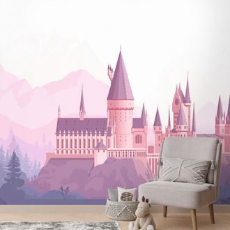 TAPETA KOUZELNÝ RŮŽOVÝ HRAD V HORÁCH - DĚTSKÉ TAPETY - TAPETY