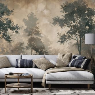 TAPETA ŠUMSKA MAGLA U SIVIM TONOVIMA - TAPETE ŠUMA - TAPETE