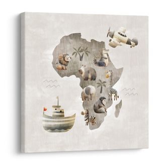 OBRAZ AFRICKÁ ZVÍŘATA NA MAPĚ - DĚTSKÉ OBRAZY ZVÍŘÁTKA - OBRAZY