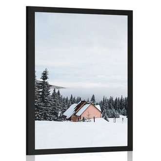 POSTER HÜTTE IN VERSCHNEITER NATUR - NATUR - POSTER