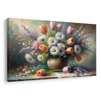 OBRAZ KYTICE TULIPÁNŮ A KOPRETIN - OBRAZY KVĚTŮ - OBRAZY