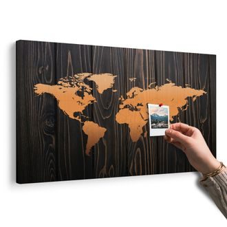 OBRAZ NA KORKU ORANŽOVÁ MAPA NA DŘEVĚ - OBRAZY NA KORKU - OBRAZY